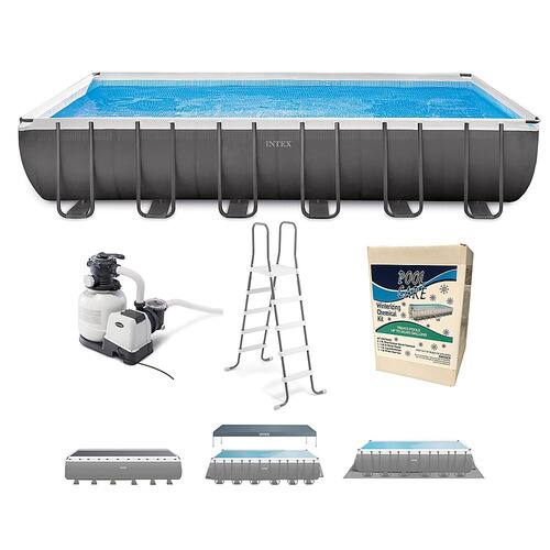 Intex - Ultra XTR Rectangular Swimming Pool & Winterizing Kit - Gray