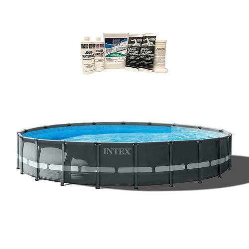 Intex - Ultra XTR Round Frame Pool, Pump, Ladder, & Winterizing Kit - Gray