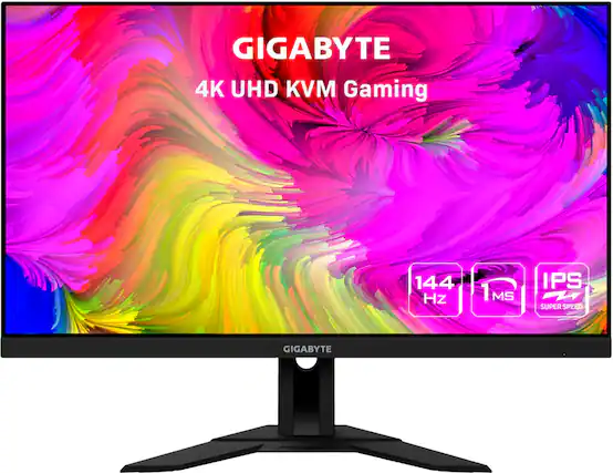 Front. GIGABYTE - M28U 28" LED 4K UHD FreeSync Premium Pro SS IPS Gaming Monitor with HDR (HDMI, DisplayPort, USB) - Black.