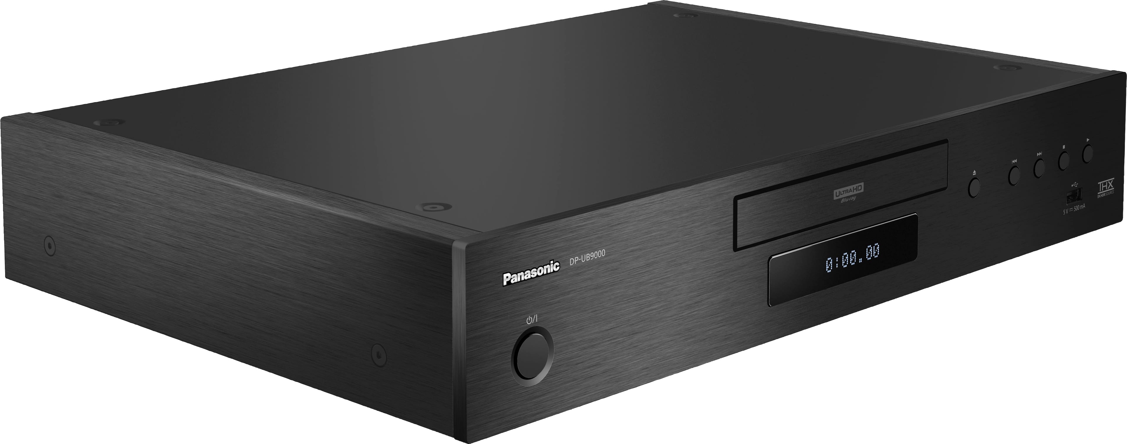 Left. Panasonic - 4K Ultra HD Streaming Blu-ray Player with HDR10+ & Dolby Vision Playback,THX Certified, Hi-Res Sound-DP-UB9000 - Black.