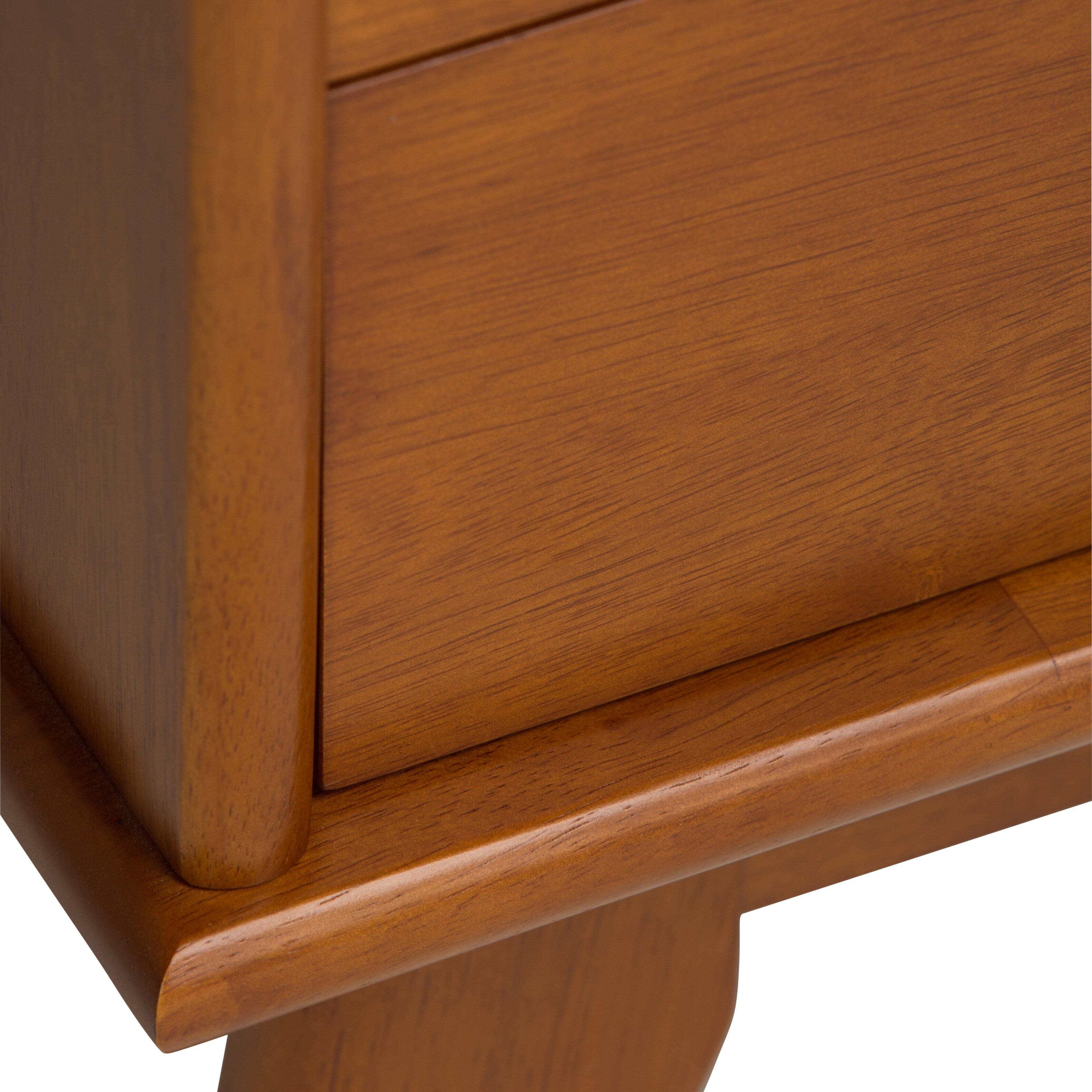 Back. TinyHomie - Draper Mid Century Wide Bookcase and Storage Unit Teak Brown.