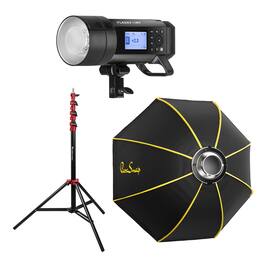 Flashpoint - XPLOR 400 Pro Compact TTL R2 Monolight, Bundle with Glow ParaSnap 44" Octa Softbox, 9.5' Air Cushioned Light