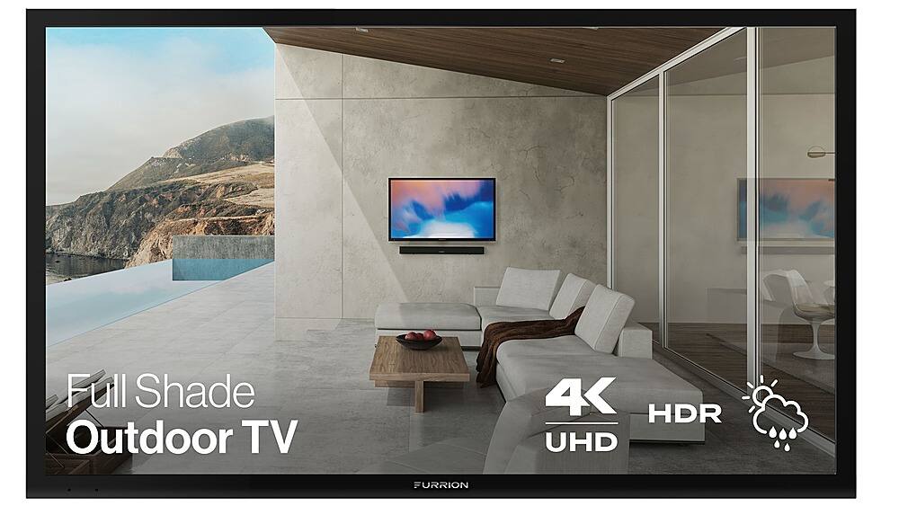 Front. Furrion - Aurora 55" Full Shade 4K LED Outdoor TV - Black.