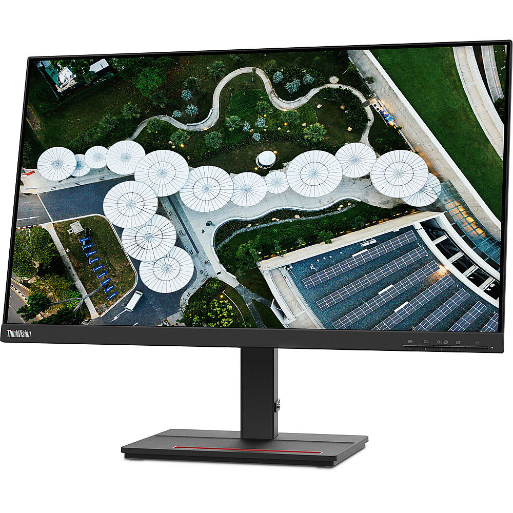 Angle View: Lenovo - ThinkVision T24i-20 23.8" FHD Monitor (HDMI, DP, VGA) - Black