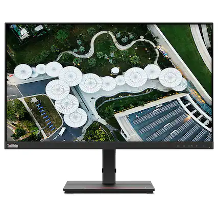 Front. Lenovo - ThinkVision S24e-20 23.8" LED Monitor (HDMI, VGA) - Black.