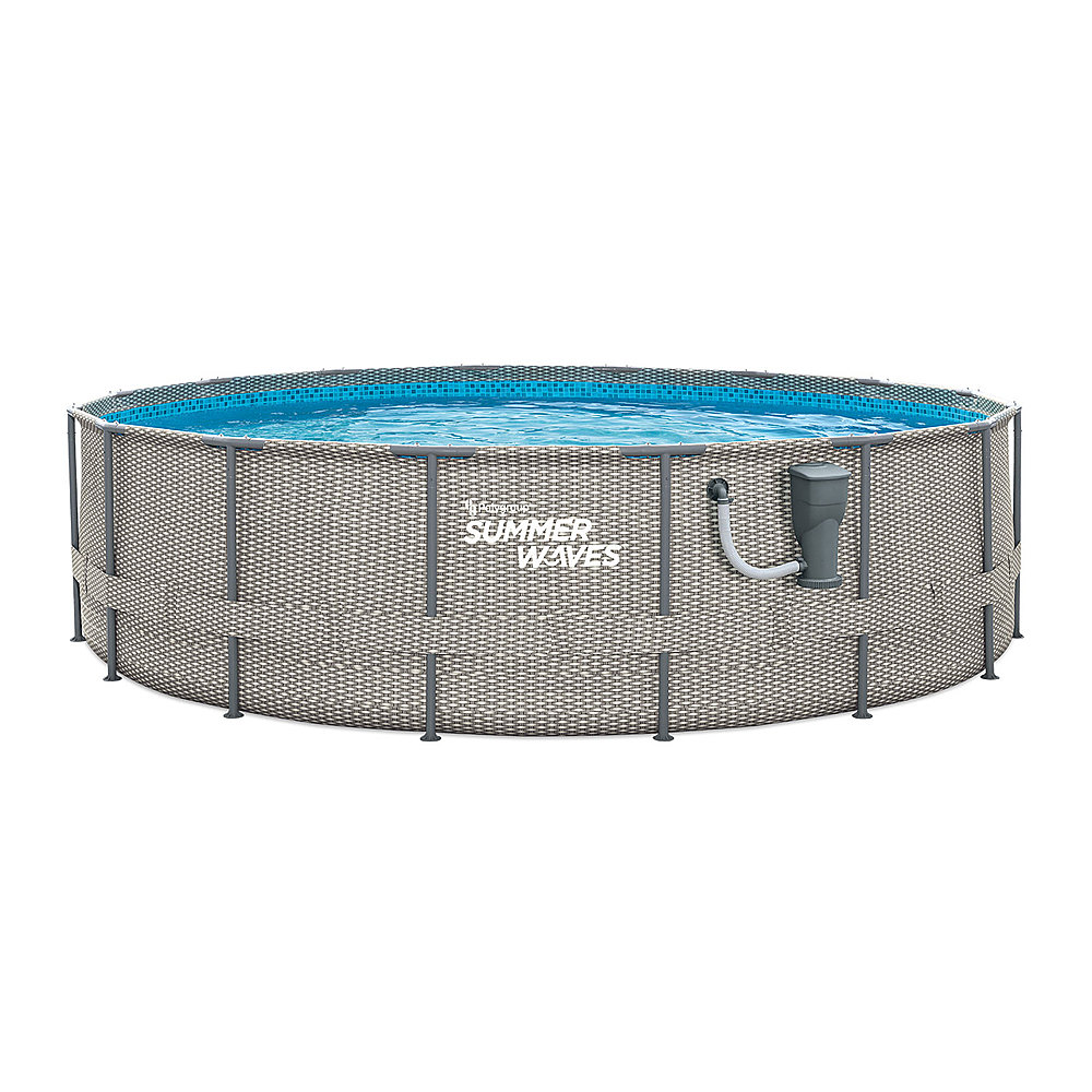 Angle View: Summer Waves Active Above Ground Frame Swimming Pool Set with Pump