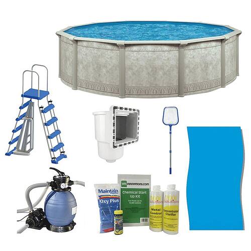 Aquarian - Khaki Venetian 18ft x 52in Backyard Above Ground Swimming Pool Package