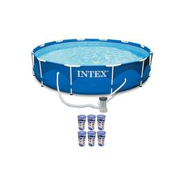 Intex - 12ft x 30in Metal Frame Round Swimming Pool Set 530 GPH Pump & 6 A Filters