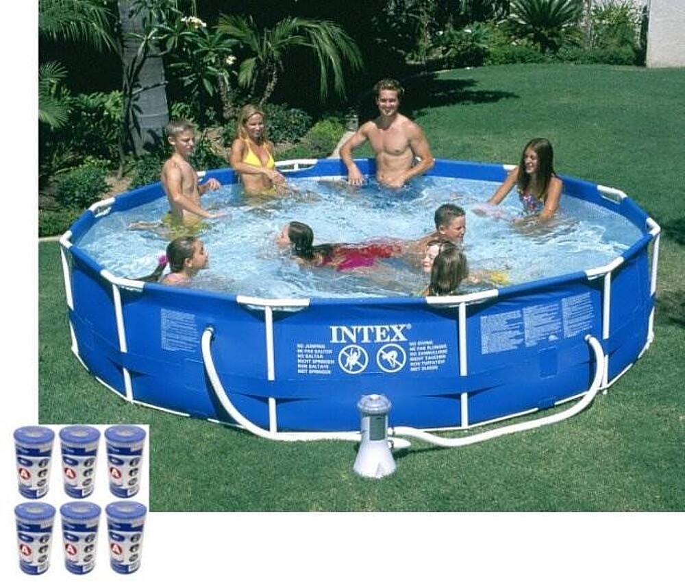 Alt View 17. Intex - 12ft x 30in Metal Frame Round Swimming Pool Set 530 GPH Pump & 6 A Filters.