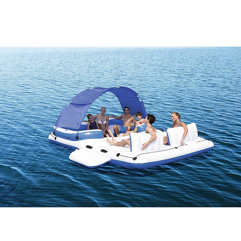 Zoom in on Alt View Zoom 14. Bestway - 6 Person Floating Island Lounge Raft bundled w/ Repair Patch Kit - Blue.
