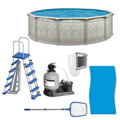 Aquarian - Venetian 24 foot x 52 inch Above Ground Swimming Pool with Liner and Skimmer - Gray