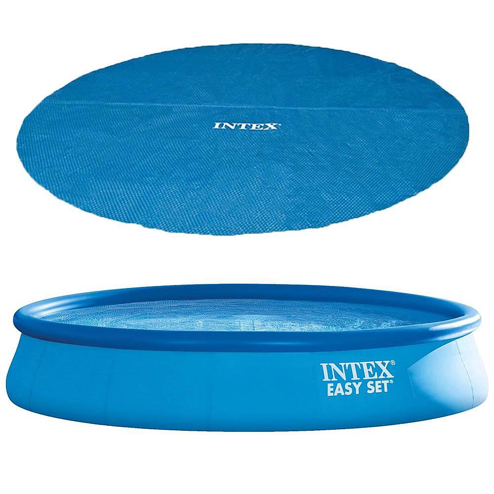 Intex - 15ft x 33in Above Ground Swimming Pool, Filter Pump and Vinyl Solar Cover