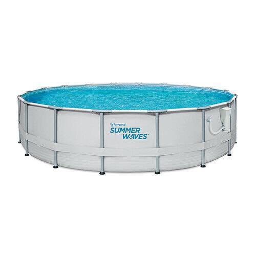 Summer Waves - 18 foot x 52 inch Above Ground Frame Swimming Pool Set with Pump and 10 pounds of Chlorinating Sanitizing Tabs - Gray