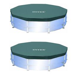 Intex - 10ft Round Easy Set Outdoor Backyard Swimming Pool Cover (2 Pack) - Blue