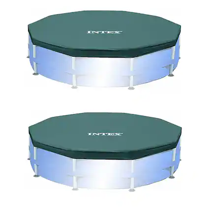 Alt View 1. Intex - 10ft Round Easy Set Outdoor Backyard Swimming Pool Cover (2 Pack) - Blue.