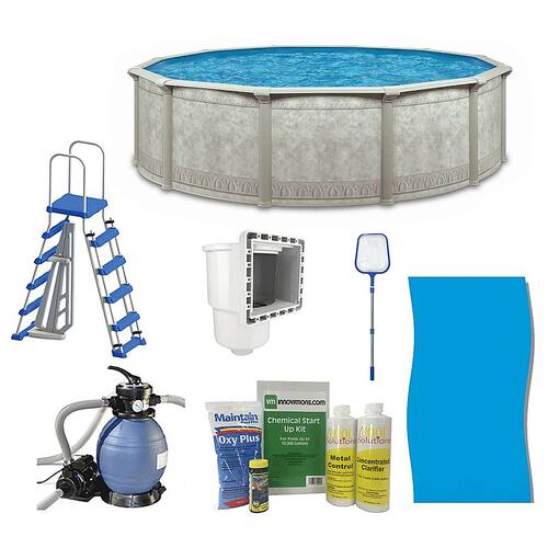 Aquarian - Venetian 15ft x 52in Complete Above Ground Swimming Pool Package - Gray