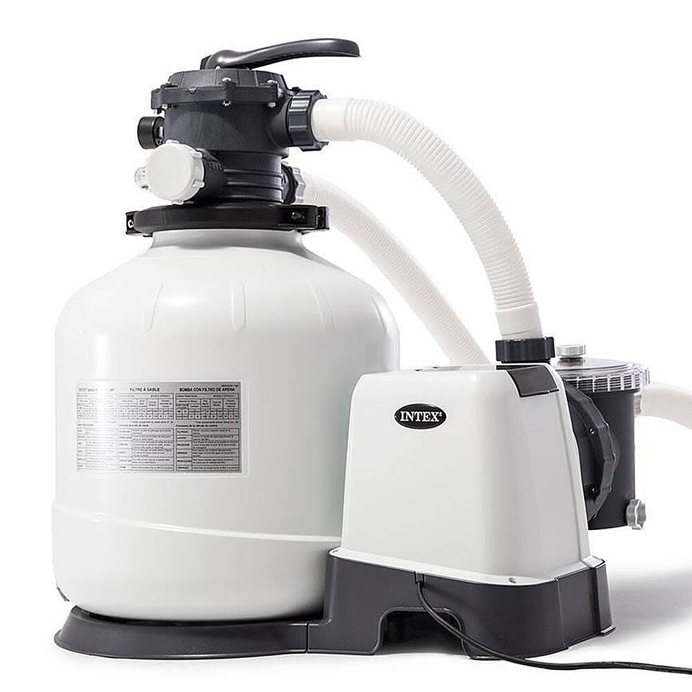 Left View: Intex - 3000 GPH Pool Sand Filter Pump w/Krystal Clear Saltwater System