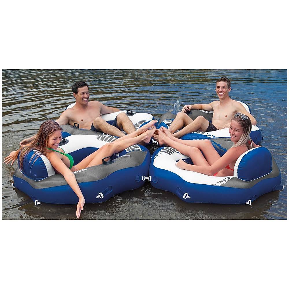 Alt View 13. Intex - River Run Connect Inflatable Tube (2 Pack) & Mega Chill II Beverage Float - Blue.