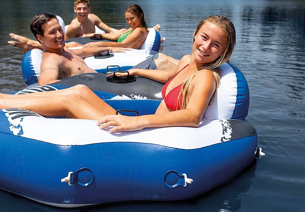 Alt View 14. Intex - River Run Connect Inflatable Tube (2 Pack) & Mega Chill II Beverage Float - Blue.