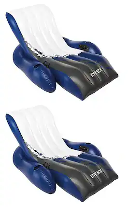 Front. Intex - Inflatable Floating Comfortable Recliner Lounges with Cup Holders (2 Pack).