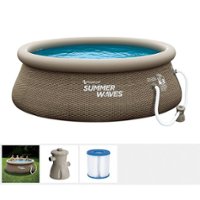 Summer Waves - 10ft x 36in Above Ground Inflatable Outdoor Swimming Pool with Pump - Brown - Front_Zoom