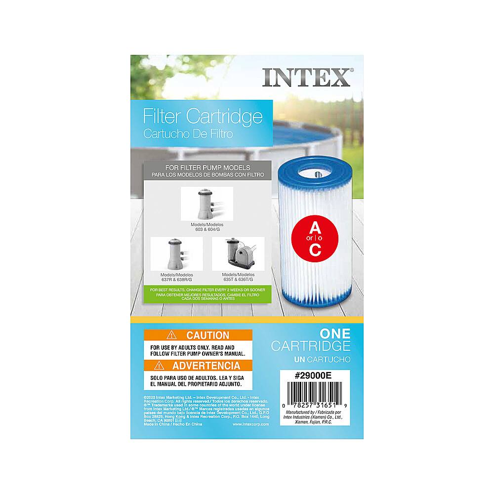 Angle. Intex - 29000E Pool Easy Set Type A Replacement Filter Pump Cartridge, (2 Pack).