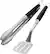 Angle. Weber - Premium Spatula and Tongs Grilling Tool Set - Black.