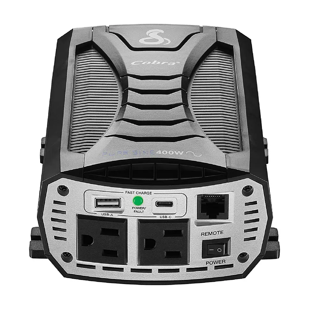 Cobra - PURE SINE 400 Watt Power Inverter with Fast Charge USB - Black