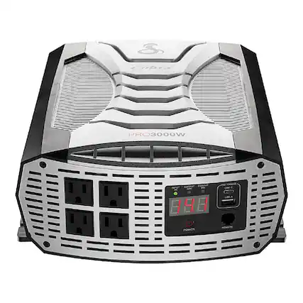 Front. Cobra - PRO 3000 Watt Power Inverter with Fast Charge USB and Remote Control - Black.