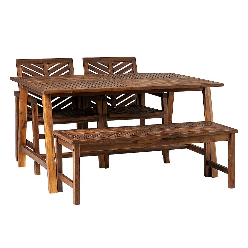 Angle View: Walker Edison - Modern 4-Piece Chevron Outdoor Dining Set - Dark Brown