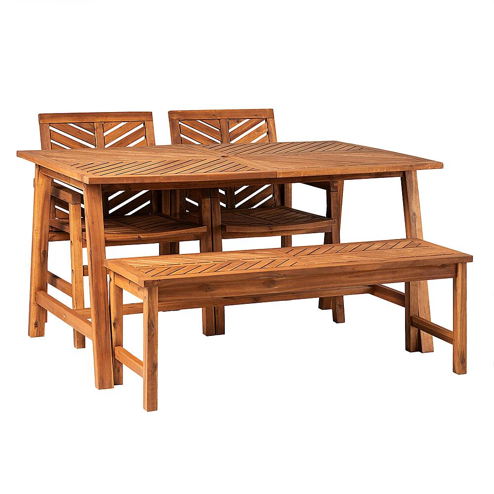 Angle View: Walker Edison - Modern 4-Piece Chevron Outdoor Dining Set - Brown