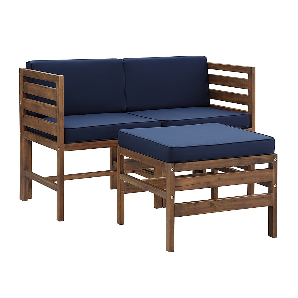 Walker Edison Contemporary 3 Piece Modular Solid Wood Patio Set Dark ...