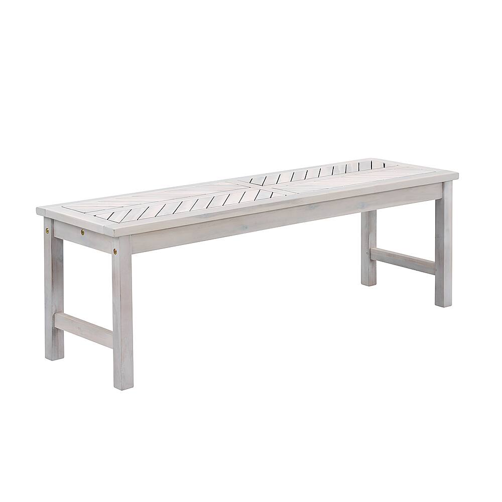 Angle View: Walker Edison - Patio Outdoor Windsor Acacia Wood Dining Bench - White wash