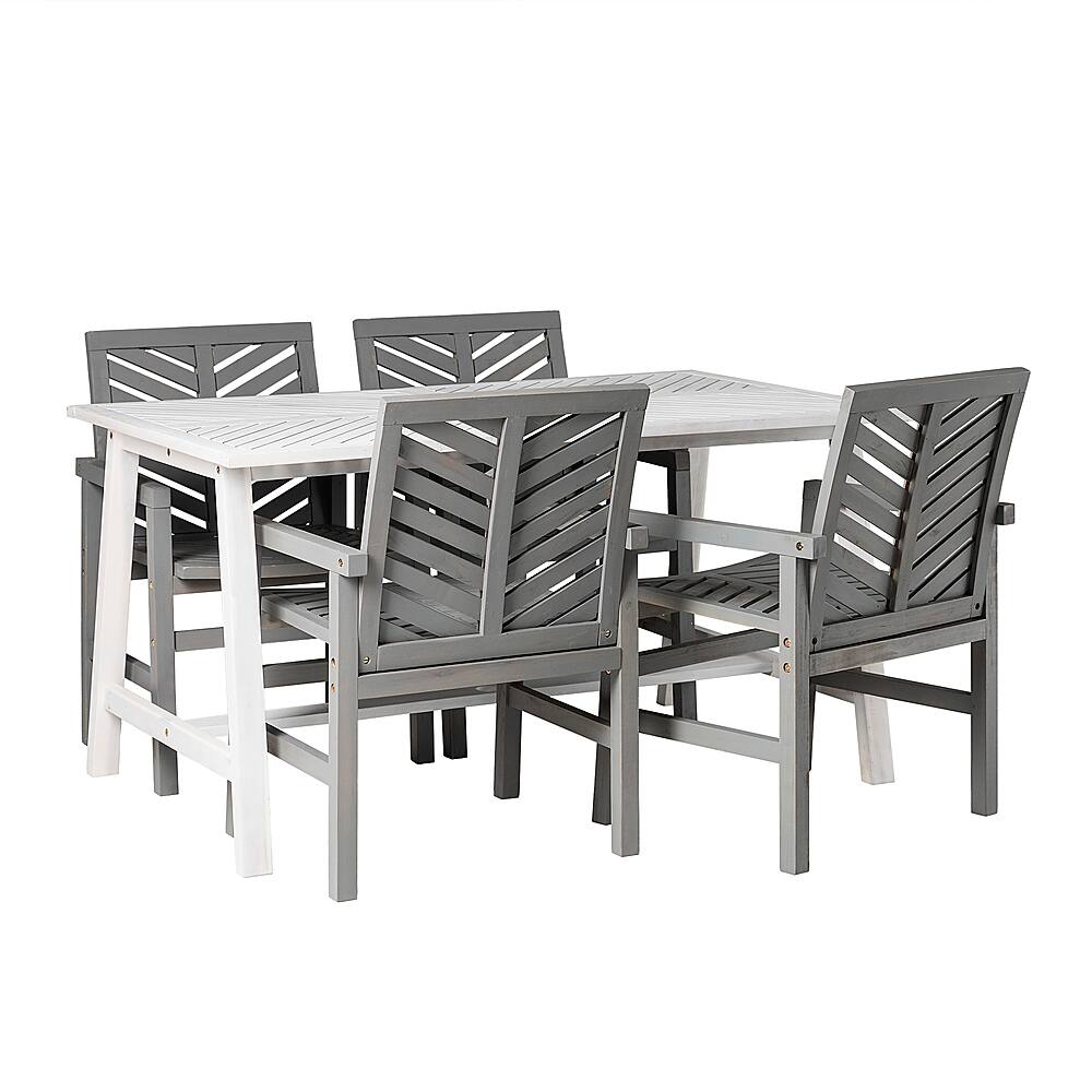 Angle View: Walker Edison - Modern 5-Piece Chevron Top Outdoor Dining Set - Gray