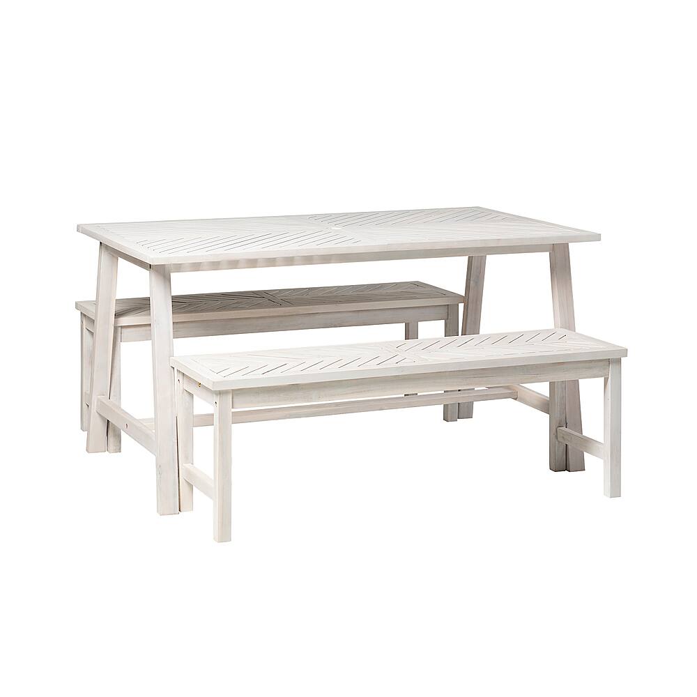 Angle View: Walker Edison - Modern 3-Piece Chevron Outdoor Dining Set - White