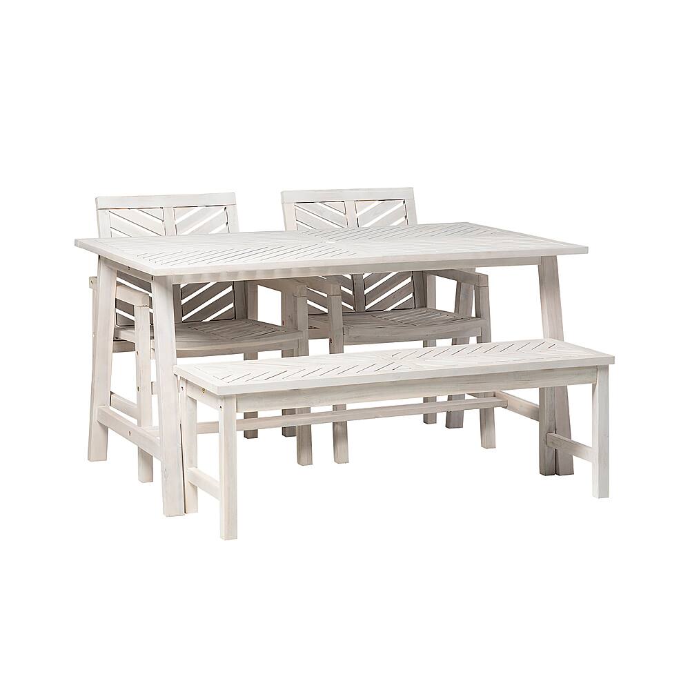 Angle View: Walker Edison - Modern 4-Piece Chevron Outdoor Dining Set - White