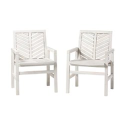 Walker Edison - Windsor Acacia Wood Patio Chairs, Set of 2 - White wash - Front_Zoom