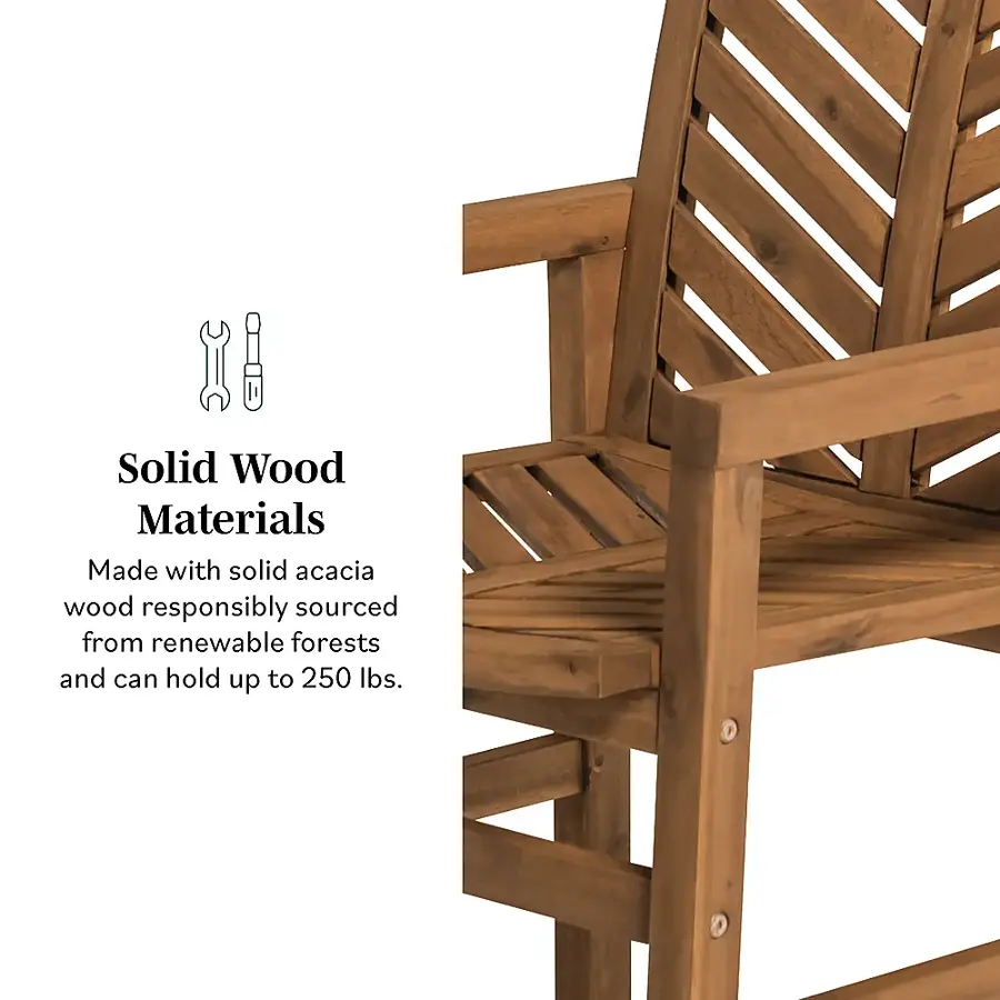 Alt View 19. Walker Edison - Windsor Acacia Wood Patio Chairs, Set of 2 - White Wash.