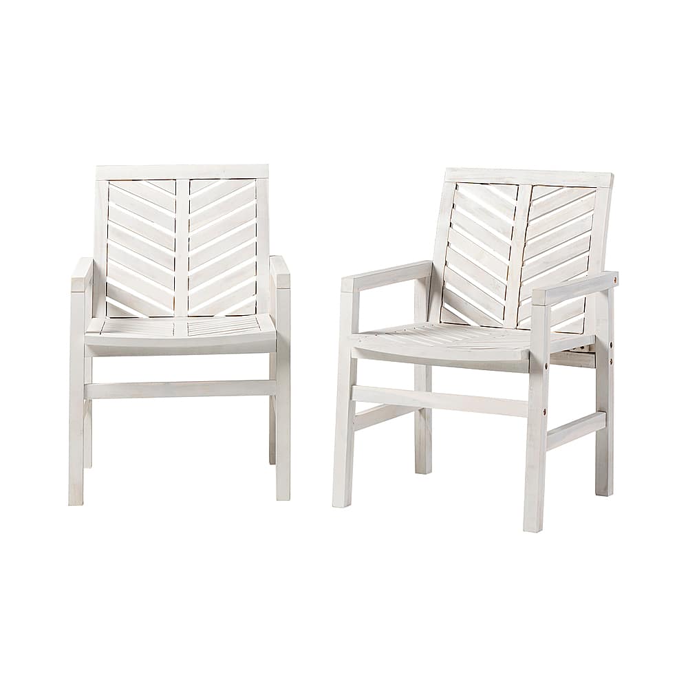 Walker Edison Windsor Acacia Wood Patio Chairs, Set of 2 White Wash ...