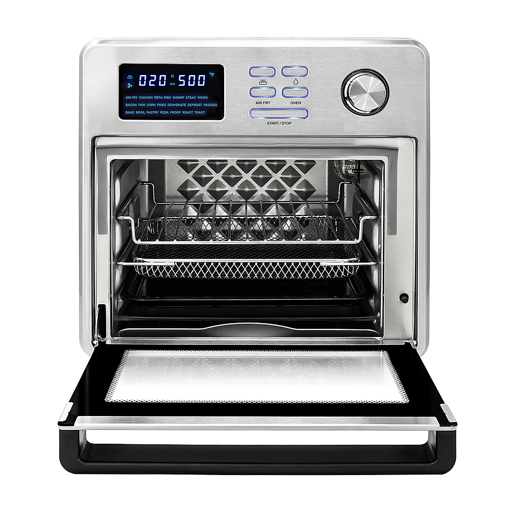 Left View: Kalorik - MAXX 16 qt. Digital Air Fryer Oven - Stainless Steel