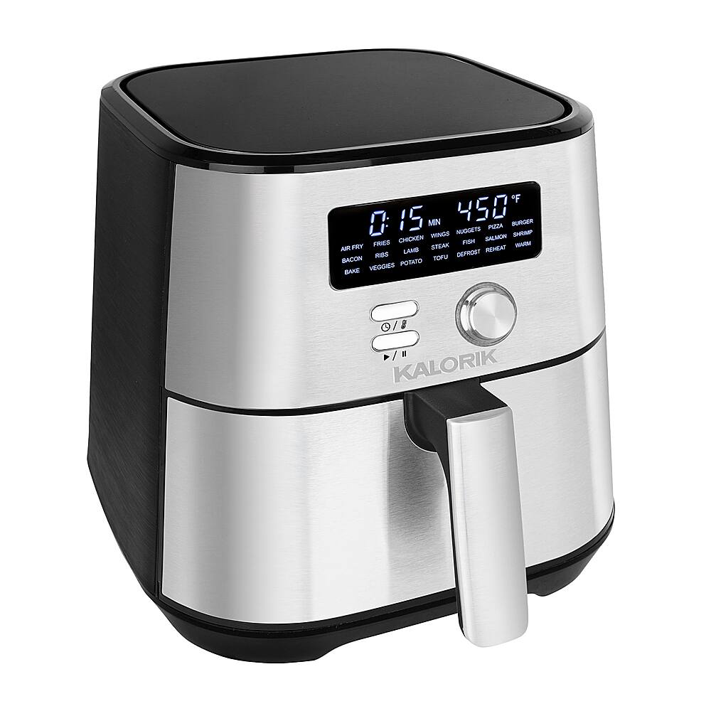 Left View: Kalorik - MAXX 6 qt. Digital Air Fryer - Stainless Steel