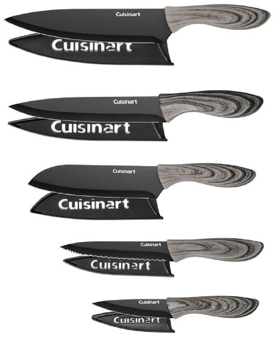 Angle View: Cuisinart - Ceramic Coated 10-Piece Knife Set - Black