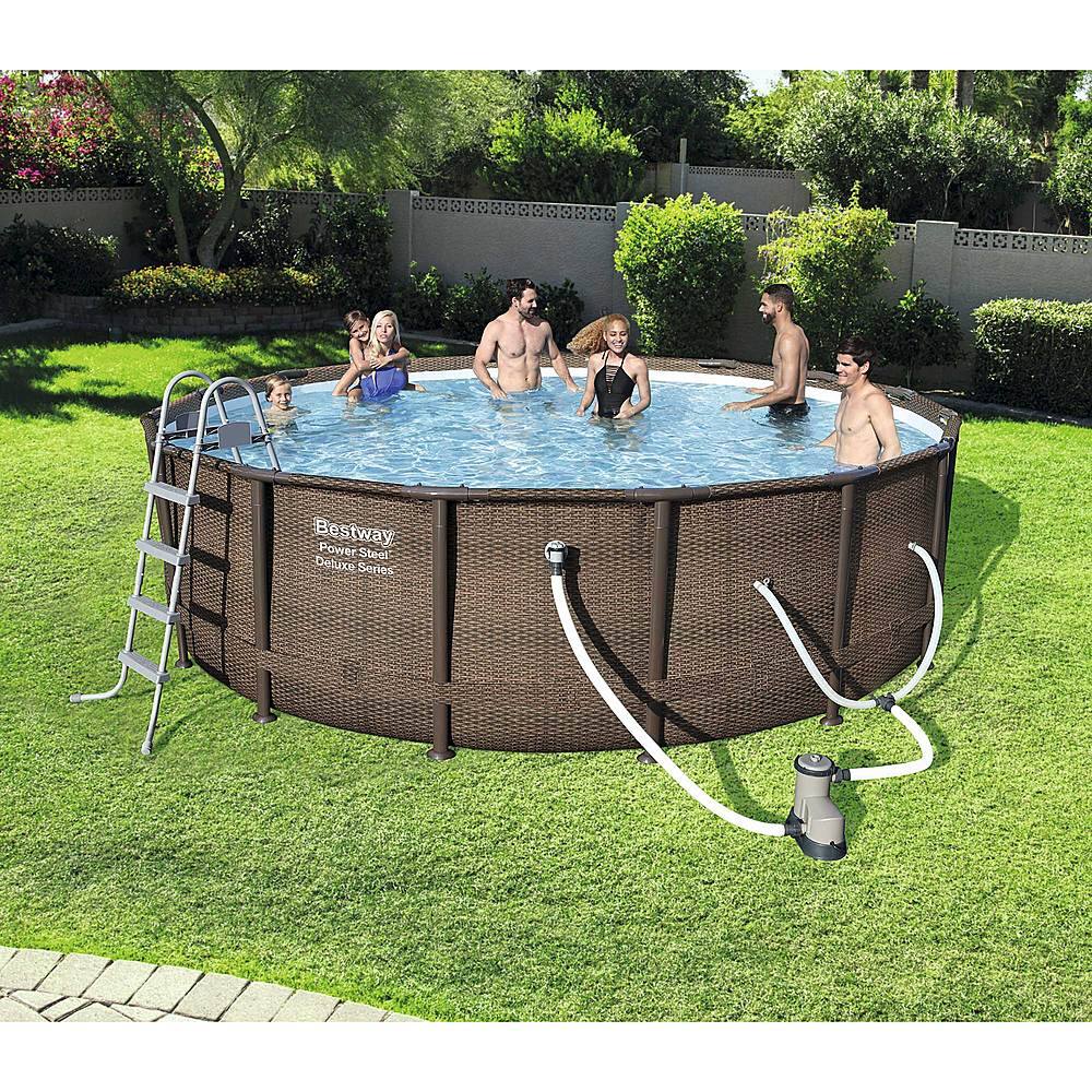 Alt View 11. Bestway - 14ft x 42in Power Steel Deluxe Above Ground Swimming Pool Set and Pump - Brown.