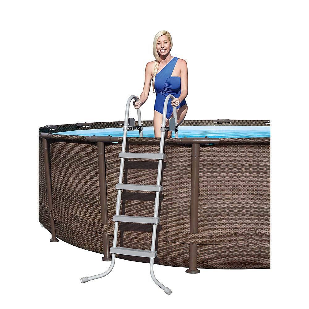 Alt View 15. Bestway - 14ft x 42in Power Steel Deluxe Above Ground Swimming Pool Set and Pump - Brown.