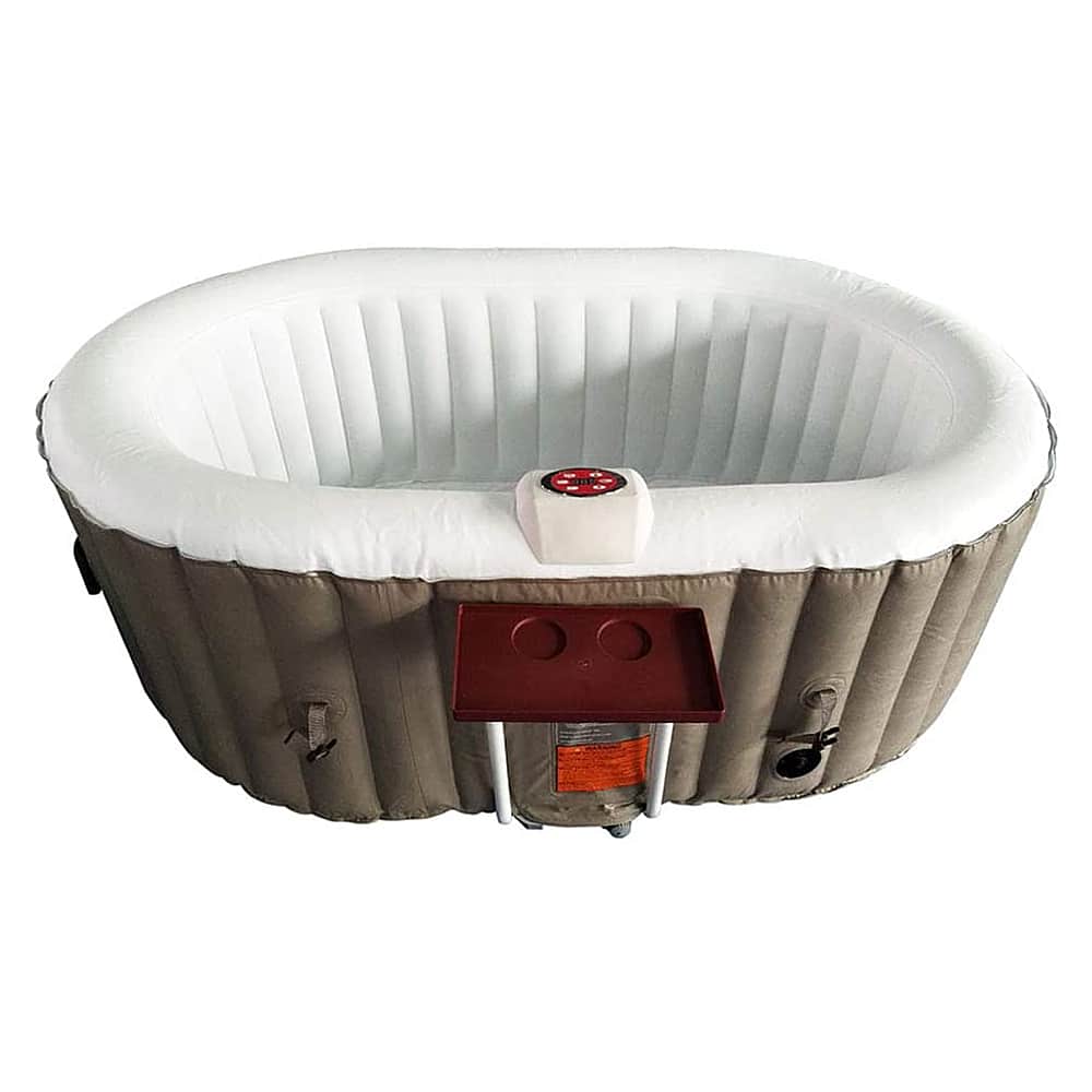 Front. Aleko - 145 Gallon 2 Person Oval Inflatable Jetted Hot Tub w/ Fitted Cover.