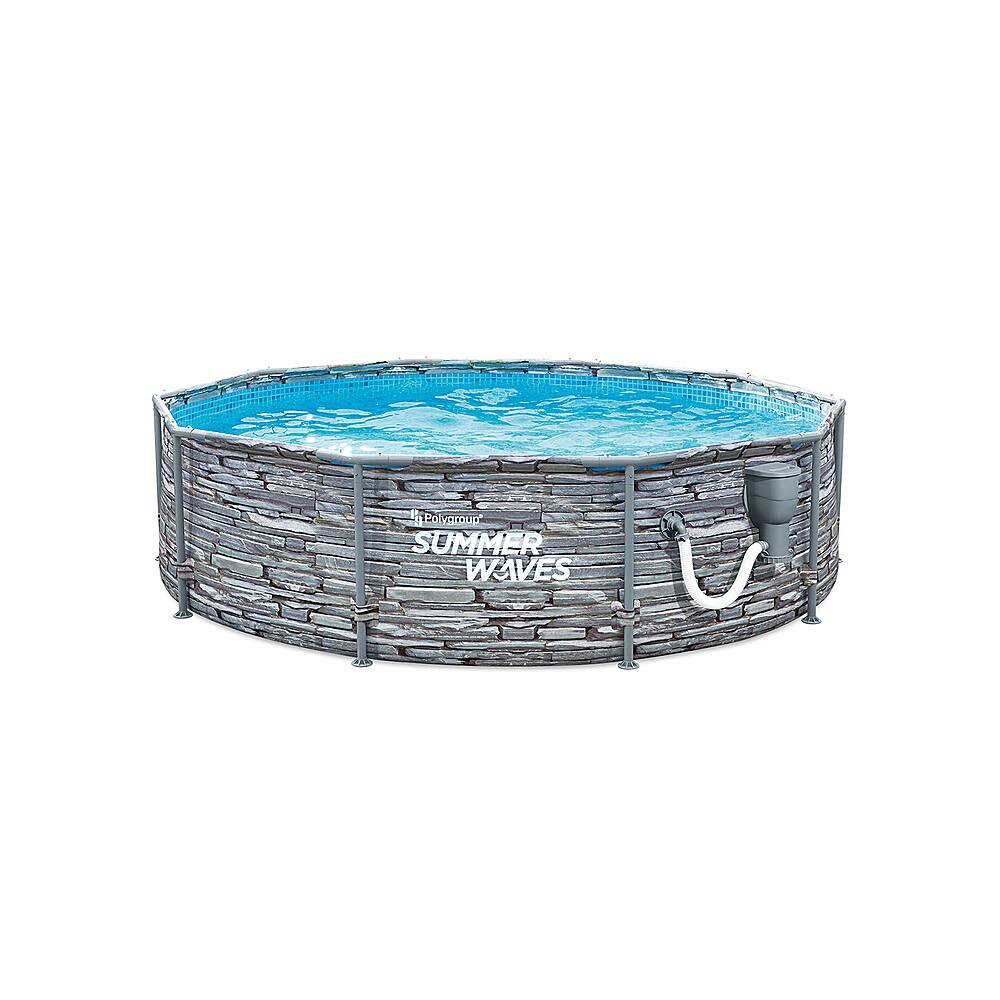 Summer Waves - Stone Slate Print Metal Frame Above Ground Pool