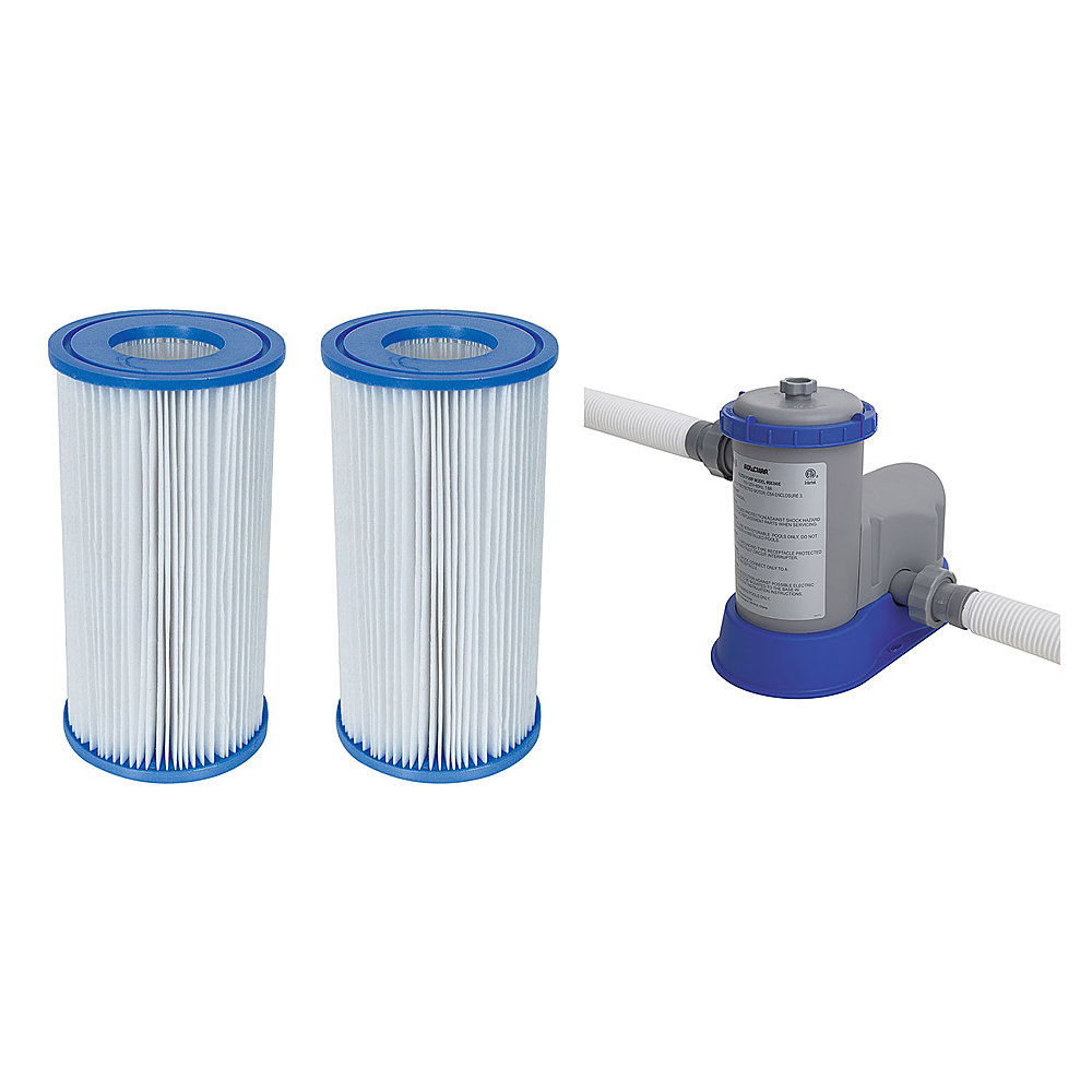 Bestway - Pool Filter Pump Cartridge Type-III (2 Pack) + Pool Filter Pump System