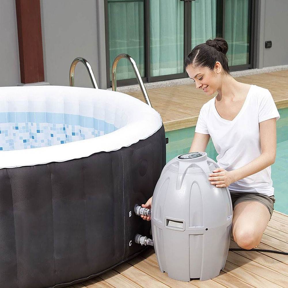 Alt View 15. Bestway - 4 Person Inflatable Hot Tub Spa with 3 Filter Cartridge Refills - Black.