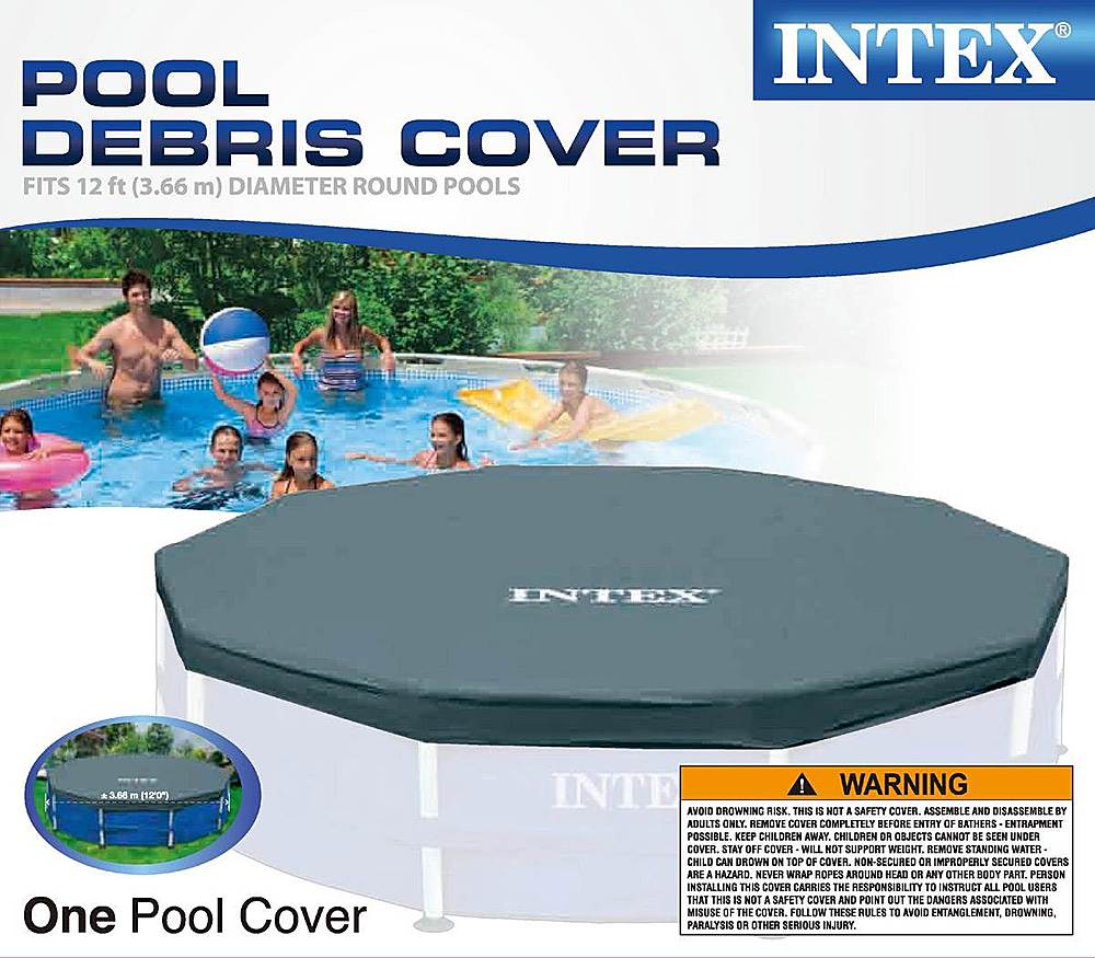 Open Box Intex 12' Round Frame Set Easy Swimming Pool Debris Cover28031E 