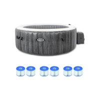 Intex - PureSpa Greywood Deluxe 6 Person Hot Tub with 6 Type S1 Filter Cartridges - Front_Zoom